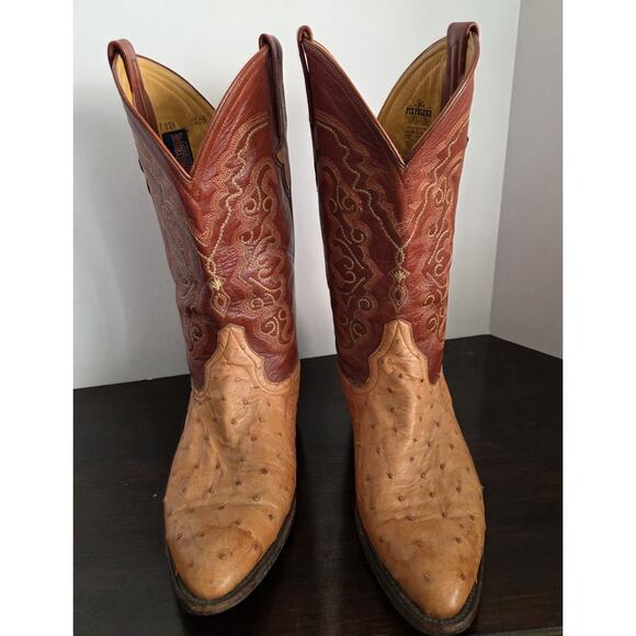 Pistolero Mens Cowboy Boots Rodeo Wear Brown Tan Ostrich Skin Botas Size 7.5 main image 9